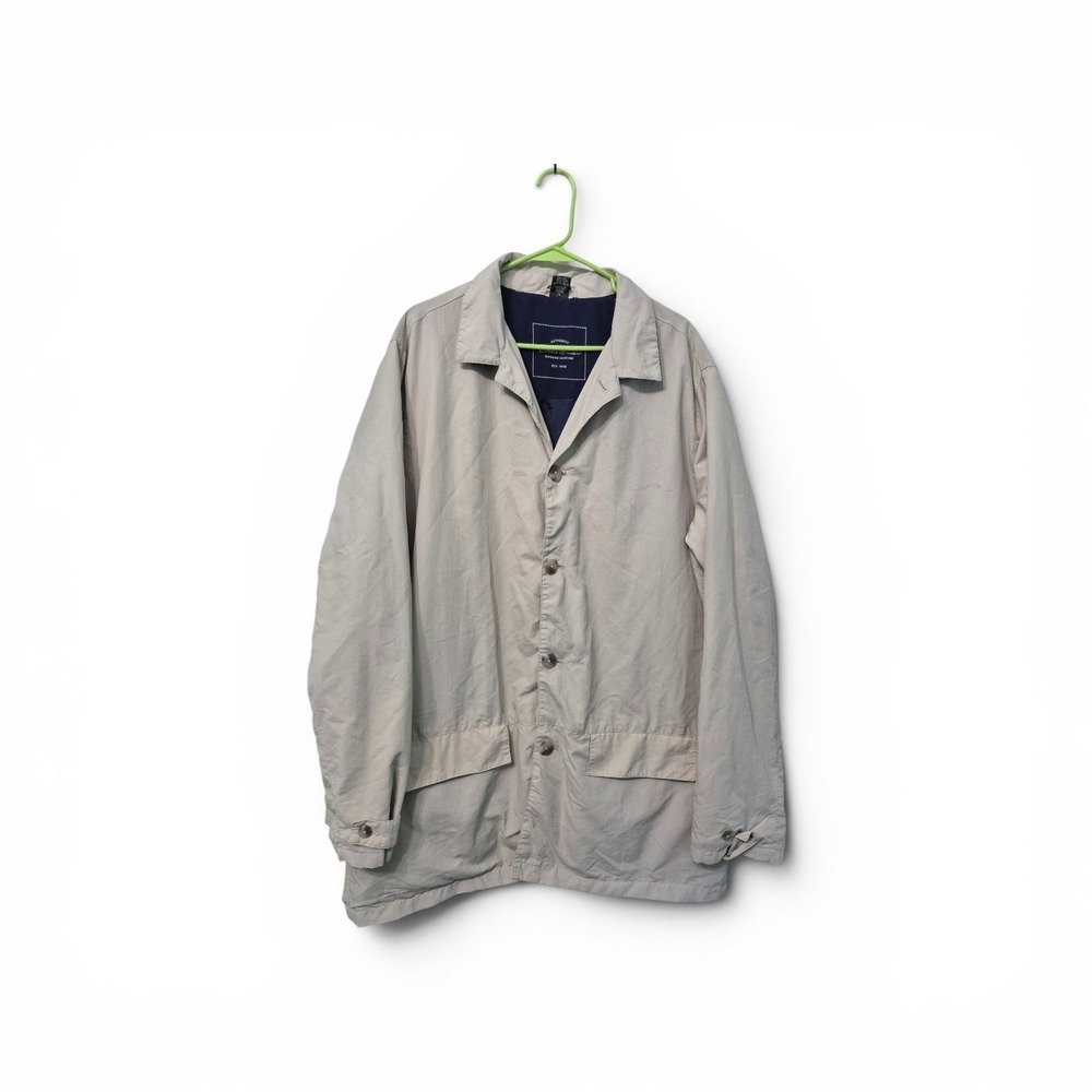 Eddie Bauer Mens Tall XL Tan Nylon Outdoor Expedition Button Front Jacket Coat